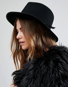 Черная фетровая шляпа с поплиновой лентой Brixton Manhattan - Черный