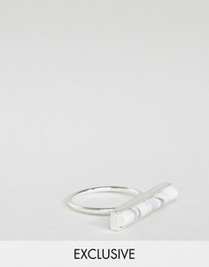 Серебристое кольцо со вставкой под мрамор DesignB эксклюзивно для ASOS - Серебряный