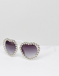 Солнцезащитные очки в оправе сердцем Jeepers Peepers - Серебряный