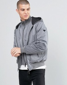 Серая водонепроницаемая куртка с капюшоном и вставкой Armani Jeans - Серый