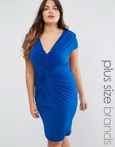 Платье с драпировкой Goddiva Plus - Синий