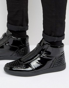 Черные лакированные кроссовки на молнии ASOS - Черный