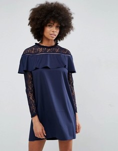 Платье с кружевом и рюшами Unique21 - Темно-синий