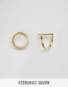 Позолоченные серьги-кольца с отделкой ASOS 14 мм - Золотой