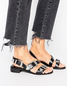 Кожаные сандалии с пряжками в стиле вестерн Park Lane - Черный