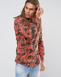 Рубашка с длинными рукавами и тигром Weekday Florida - Розовый