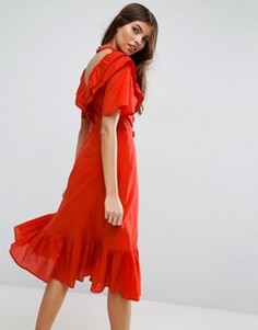 Платье миди с открытой спиной ASOS Prairie - Красный