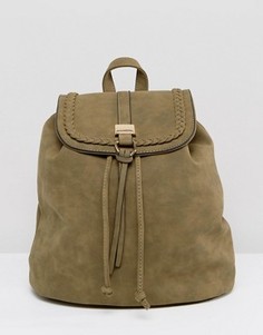 Рюкзак оливкового цвета с плетеной отделкой Yoki Fashions - Зеленый