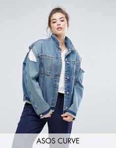 Джинсовая куртка с открытыми плечами ASOS CURVE - Синий