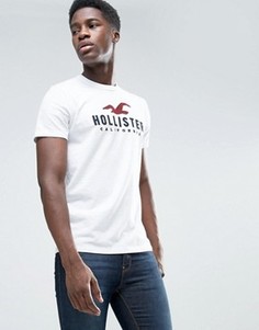 Белая узкая футболка с логотипом-чайкой Hollister - Белый