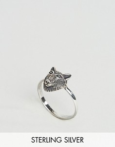 Серебряное кольцо с головой волка ASOS - Серебряный