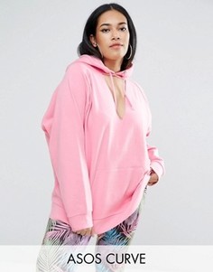 Oversize-худи с вырезом ASOS CURVE - Розовый