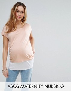 Двухслойная футболка для кормления ASOS Maternity - Розовый
