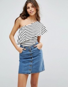 Боди на одно плечо с оборками ASOS - Мульти