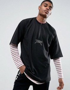 Черная oversize-футболка с короткой молнией Visionair - Черный