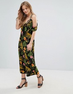 Платье с тропическим принтом и открытыми плечами Vero Moda - Мульти