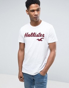 Узкая белая футболка с большим логотипом Hollister - Белый