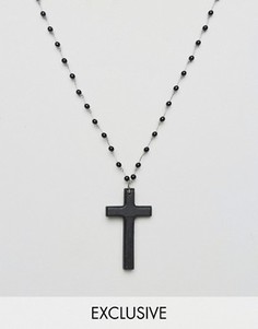 Ожерелье с деревянным крестом Reclaimed Vintage Inspired - Черный
