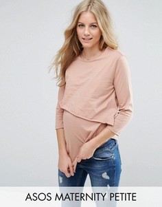 Двухслойный асимметричный топ ASOS Maternity PETITE NURSING - Розовый