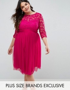 Кружевное платье с юбкой из тюля Little Mistress Plus - Розовый