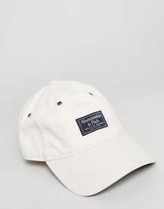 Белая саржевая кепка с логотипом-накладкой Abercrombie & Fitch - Белый