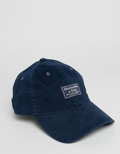 Темно-синяя саржевая кепка с логотипом-накладкой Abercrombie & Fitch - Темно-синий