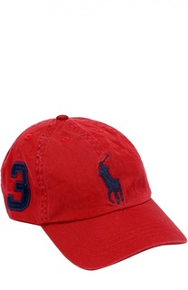 Бейсболка из хлопка с нашивками Polo Ralph Lauren