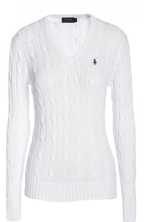Пуловер фактурной вязки с V-образным вырезом Polo Ralph Lauren
