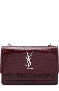 Сумка Sunset Monogram с тиснением под крокодила Saint Laurent