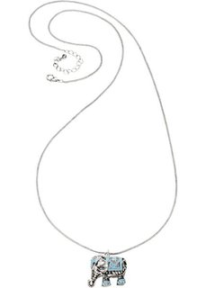 Длинная цепочка с кулоном в виде слоника (античный серебристый/бирюзовый) Bonprix