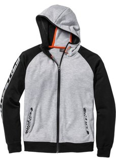 Функциональная трикотажная куртка Slim Fit (светло-серый меланж/черный) Bonprix