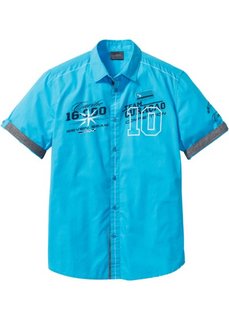 Рубашка Regular Fit с коротким рукавом (бирюзовый) Bonprix