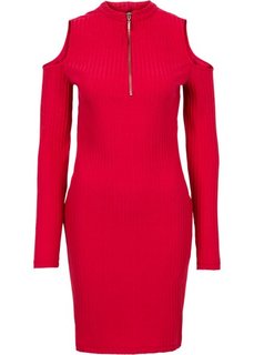 Трикотажное платье с прорезями и молнией (красный) Bonprix