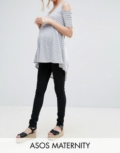 Черные джинсы скинни для беременных с посадкой поверх живота ASOS Maternity Ridley - Черный