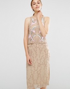 Платье-футляр 2-в-1 с вышивкой и отделкой бисером Frock and Frill - Розовый
