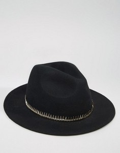 Мягкая фетровая шляпа с металлической окантовкой ASOS - Черный