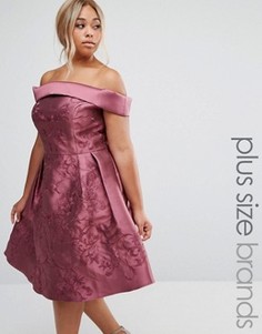 Платье миди с открытыми плечами Chi Chi London Plus - Фиолетовый