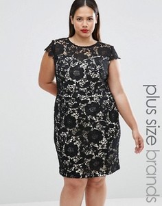 Кружевное платье с контрастной подкладкой Lovedrobe Plus - Черный