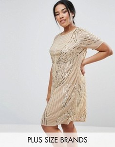 Декорированное цельнокройное платье Lovedrobe Luxe - Золотой