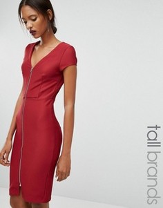 Облегающее платье в рубчик на молнии спереди Y.A.S Tall Alice - Красный