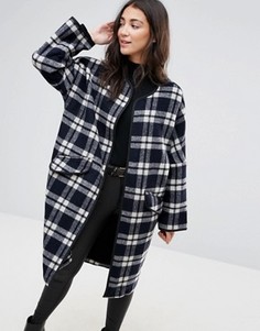 Длинное шерстяное пальто в клетку Parka London Selby - Черный