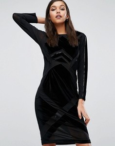 Бархатное платье с выжженным эффектом Kendall + Kylie - Черный