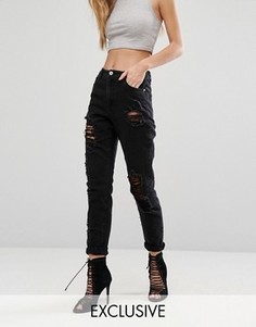 Рваные джинсы в винтажном стиле Missguided Riot - Черный