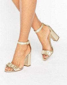 Золотистые сандалии на каблуке с бантиком Miss KG Flounce - Золотой