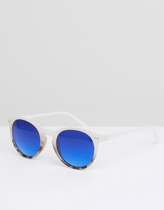 Солнцезащитные очки в круглой оправе с голубыми стеклами Jeepers Peepers - Белый