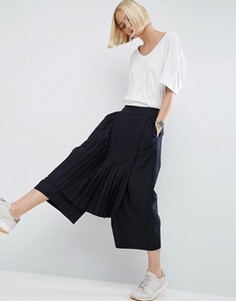 Юбка-шорты с плиссированным верхним слоем ASOS WHITE - Темно-синий