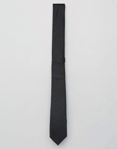 Черный узкий галстук в рубчик ASOS - Черный