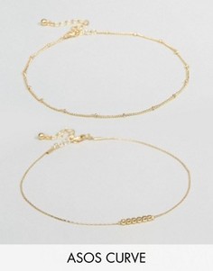 Набор из 2 браслетов на щиколотку с подвесками ASOS CURVE - Золотой