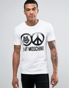 Белая приталенная футболка с принтом логотипа Love Moschino - Белый