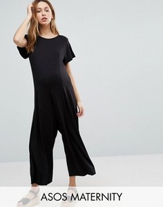 Свободный комбинезон с широкими штанинами ASOS Maternity - Черный